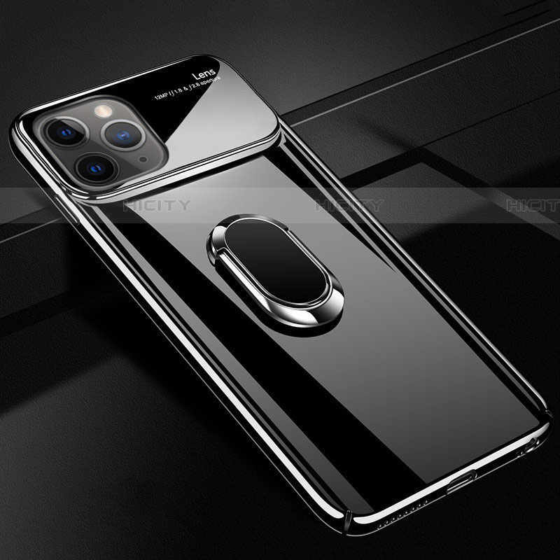 Apple iPhone 11 Pro Max用ハードケース プラスチック 質感もマット アンド指輪 マグネット式 P02 アップル ブラック