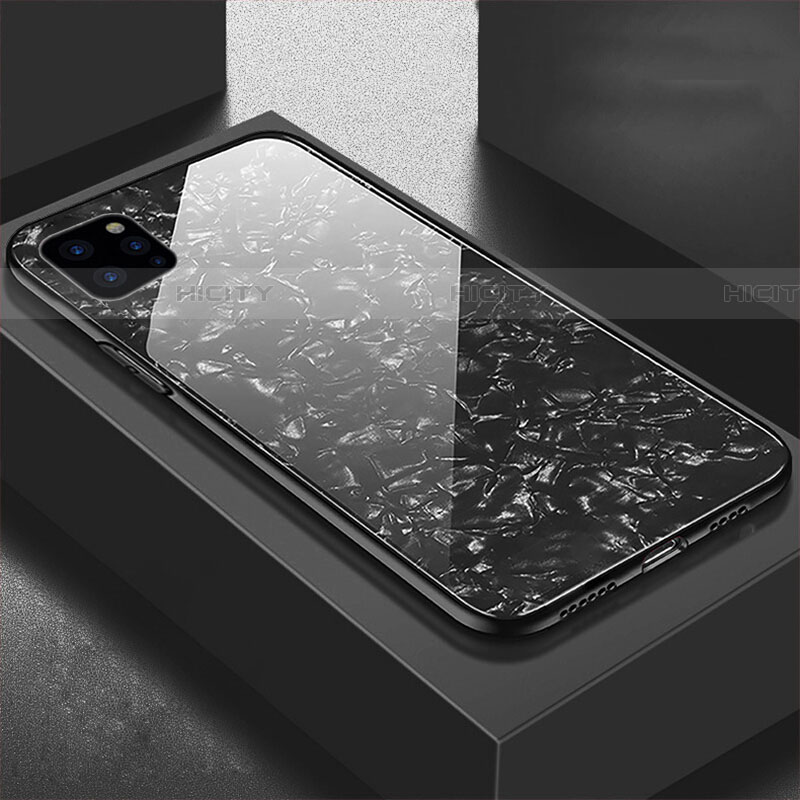 Apple iPhone 11 Pro Max用ハイブリットバンパーケース プラスチック 鏡面 カバー T06 アップル ブラック