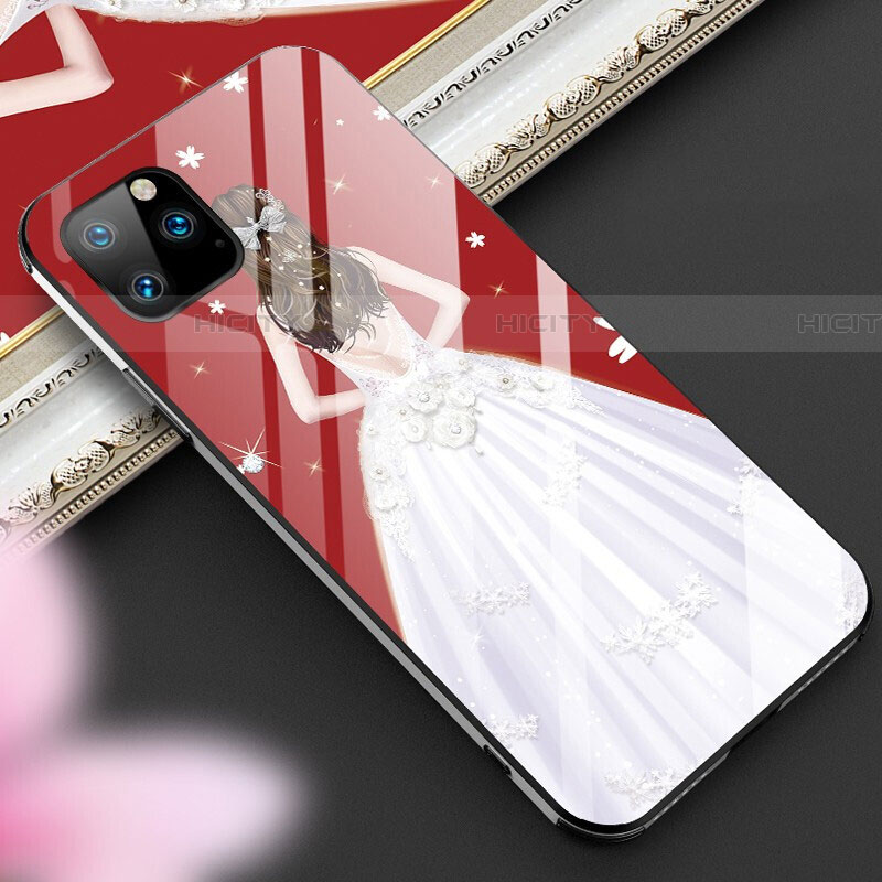 Apple iPhone 11 Pro Max用ハイブリットバンパーケース プラスチック ドレスガール ドレス少女 鏡面 カバー M01 アップル ホワイト