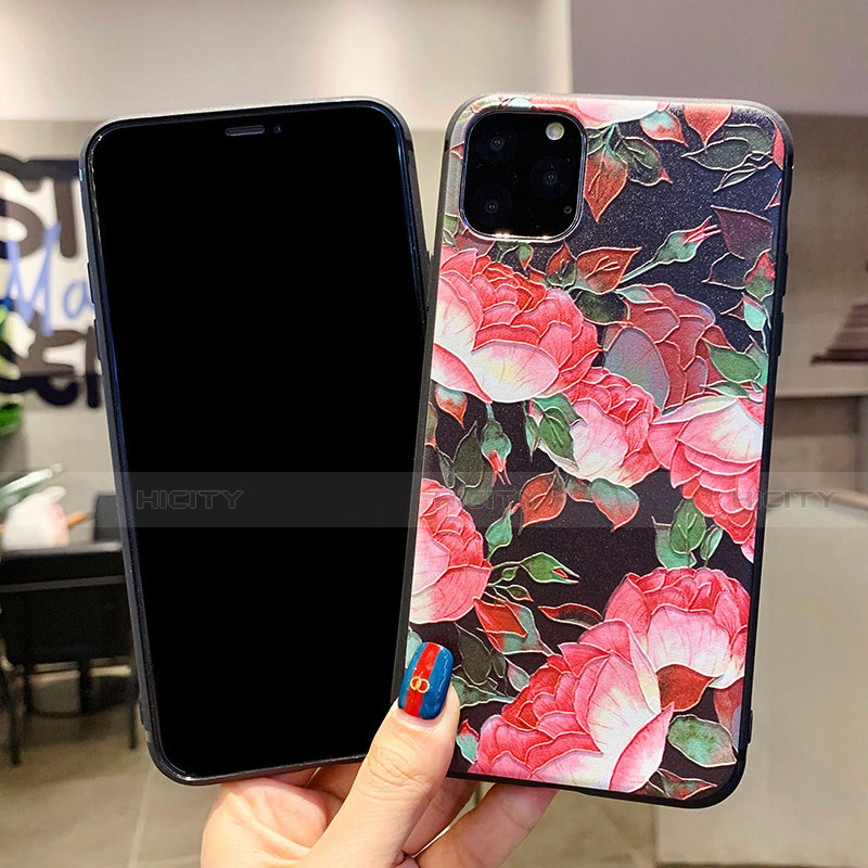 Apple iPhone 11 Pro Max用シリコンケース ソフトタッチラバー 花 カバー H12 アップル 