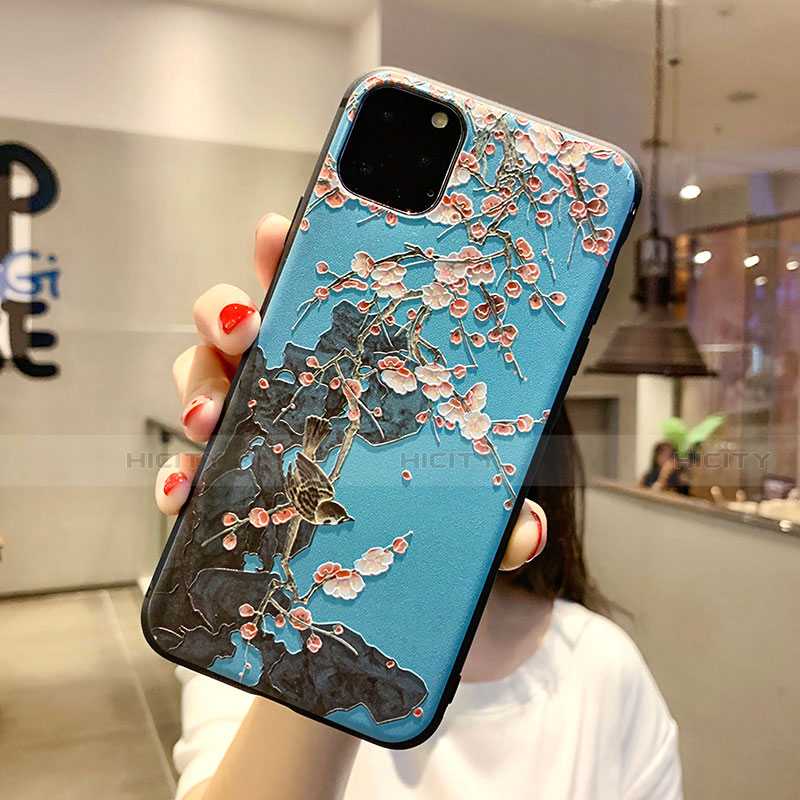 Apple iPhone 11 Pro Max用シリコンケース ソフトタッチラバー 花 カバー H20 アップル 