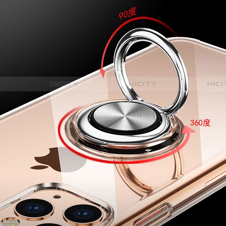 Apple iPhone 11 Pro Max用極薄ソフトケース シリコンケース 耐衝撃 全面保護 クリア透明 アンド指輪 マグネット式 C03 アップル 
