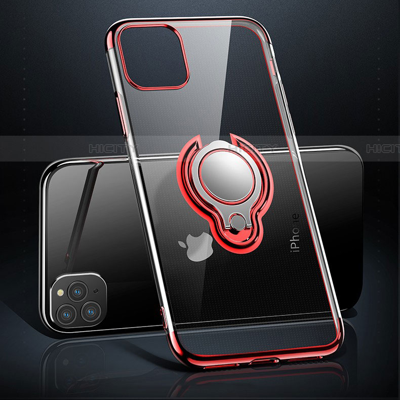 Apple iPhone 11 Pro Max用極薄ソフトケース シリコンケース 耐衝撃 全面保護 クリア透明 アンド指輪 マグネット式 C01 アップル 