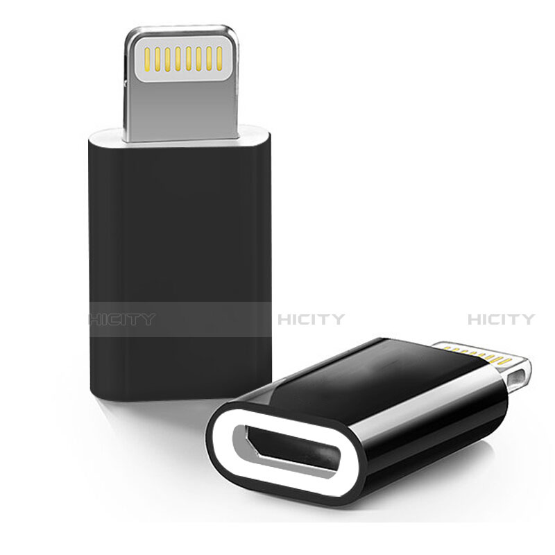Apple iPhone 12用Android Micro USB to Lightning USB アクティブ変換ケーブルアダプタ H01 アップル ブラック