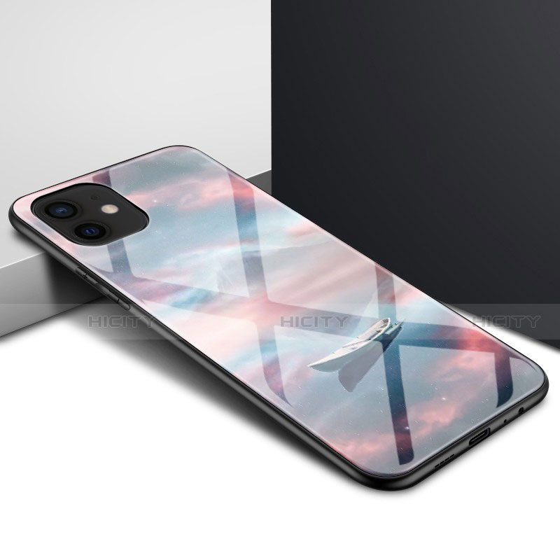 Apple iPhone 12用ハイブリットバンパーケース クリア透明 プラスチック 鏡面 カバー N01 アップル マルチカラー