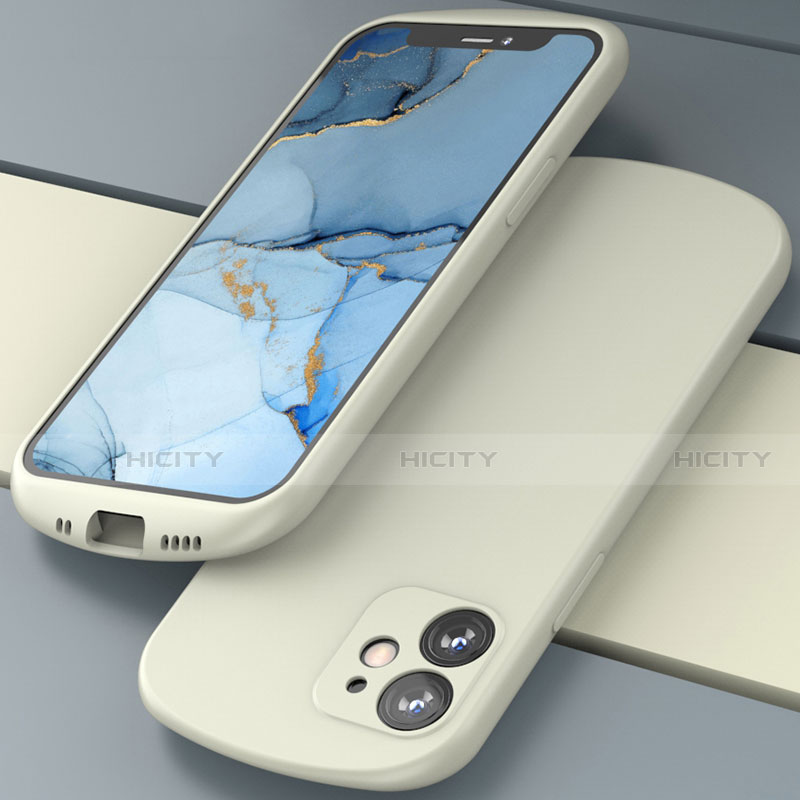 Apple iPhone 12用360度 フルカバー極薄ソフトケース シリコンケース 耐衝撃 全面保護 バンパー N01 アップル ホワイト