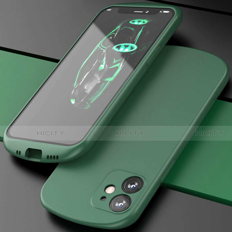 Apple iPhone 12用360度 フルカバー極薄ソフトケース シリコンケース 耐衝撃 全面保護 バンパー N01 アップル グリーン