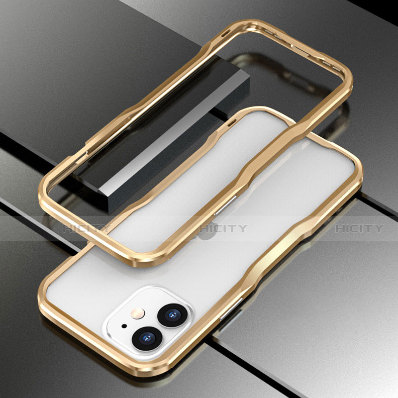 Apple iPhone 12用ケース 高級感 手触り良い アルミメタル 製の金属製 バンパー カバー N02 アップル ゴールド