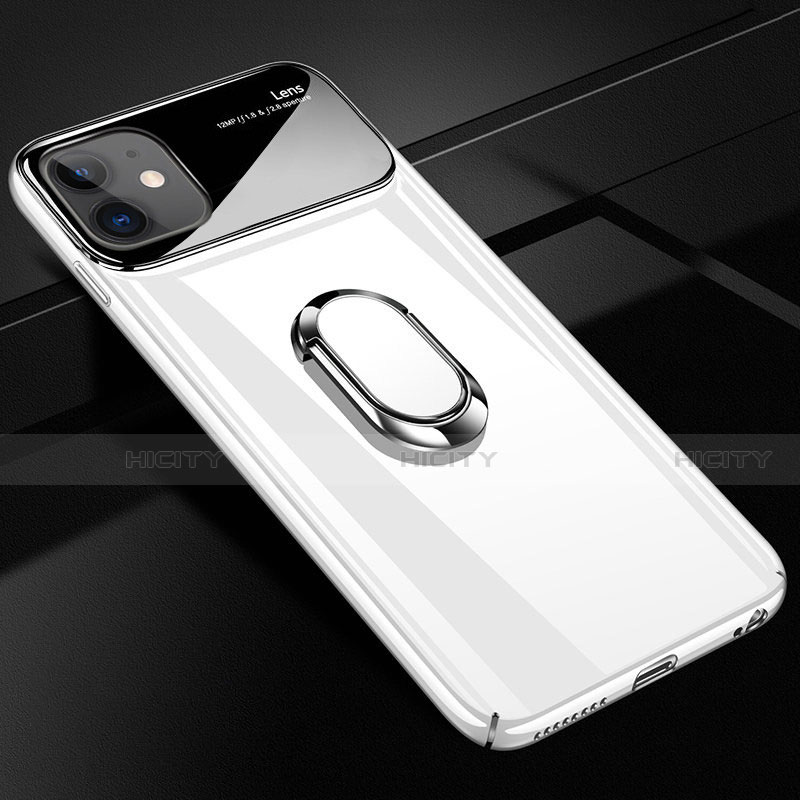 Apple iPhone 12用ハードケース プラスチック 質感もマット アンド指輪 マグネット式 A01 アップル ホワイト