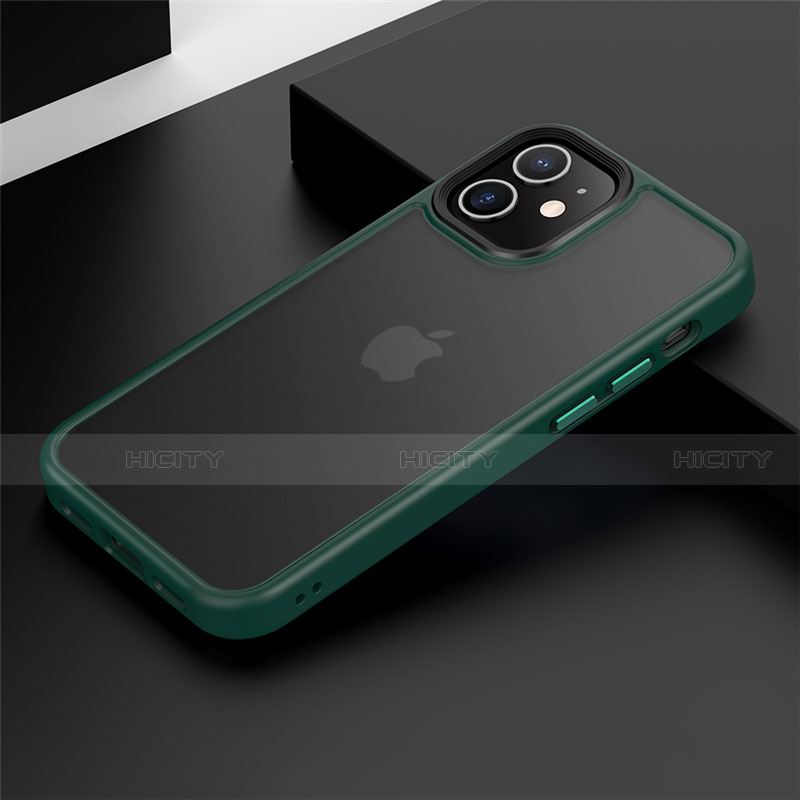 Apple iPhone 12用ハイブリットバンパーケース プラスチック 兼シリコーン カバー N01 アップル グリーン