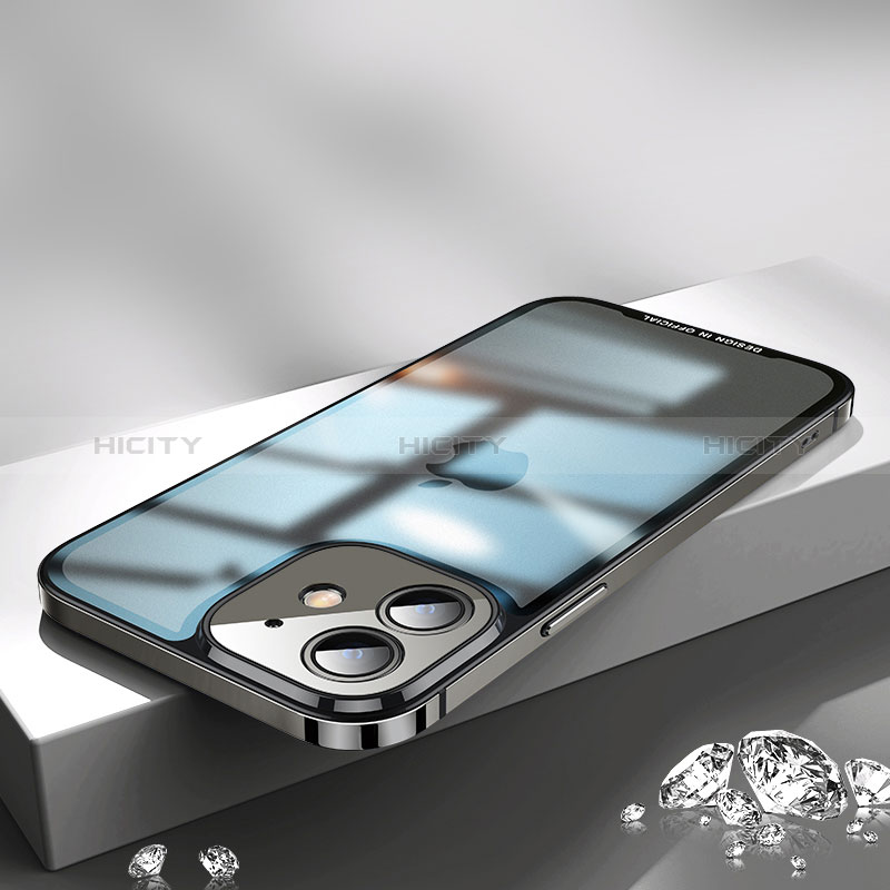 Apple iPhone 12用ケース 高級感 手触り良い メタル兼プラスチック バンパー QC2 アップル ブラック
