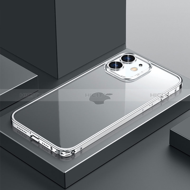 Apple iPhone 12用ケース 高級感 手触り良い メタル兼プラスチック バンパー QC4 アップル シルバー