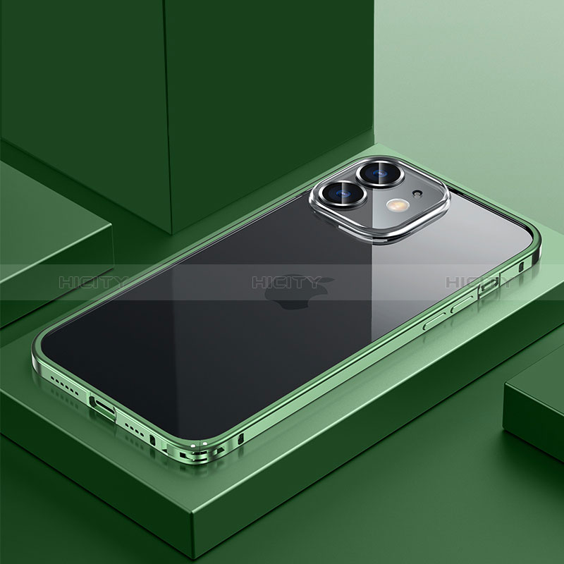 Apple iPhone 12用ケース 高級感 手触り良い メタル兼プラスチック バンパー QC4 アップル グリーン