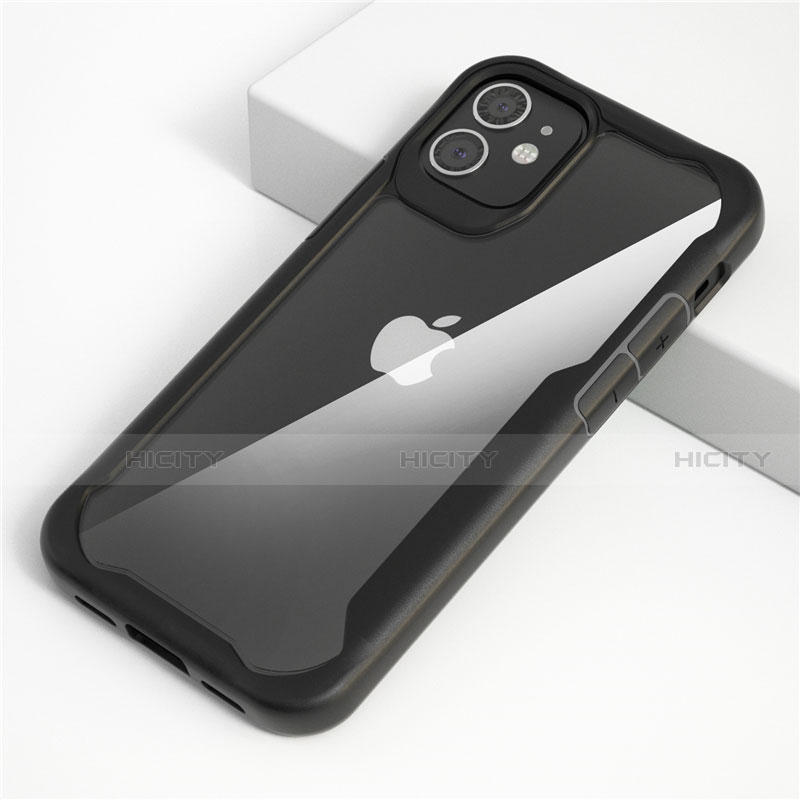 Apple iPhone 12用ハイブリットバンパーケース 透明 プラスチック 鏡面 カバー M01 アップル 