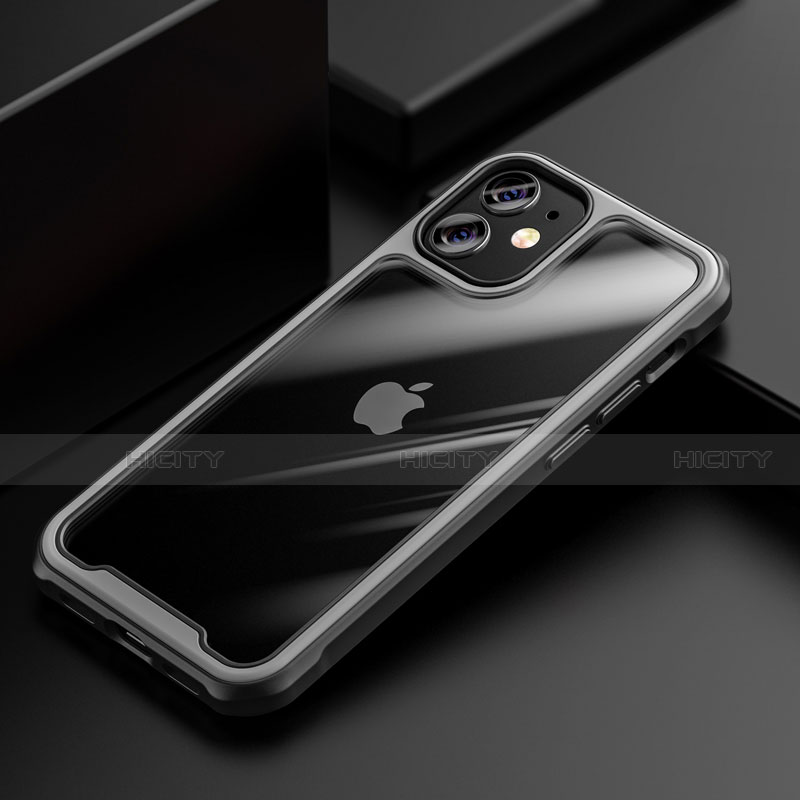 Apple iPhone 12用ハイブリットバンパーケース クリア透明 プラスチック 鏡面 カバー M03 アップル 