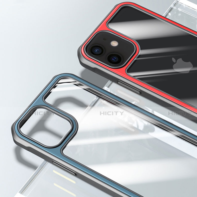 Apple iPhone 12用ハイブリットバンパーケース クリア透明 プラスチック 鏡面 カバー M03 アップル 