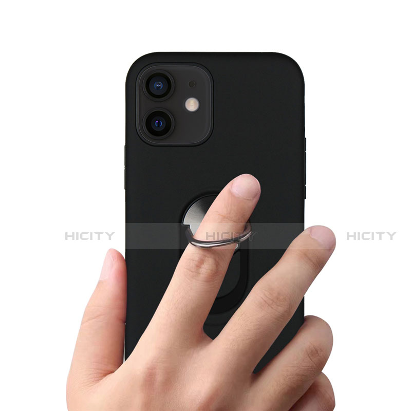 Apple iPhone 12用ハイブリットバンパーケース プラスチック アンド指輪 マグネット式 S06 アップル 
