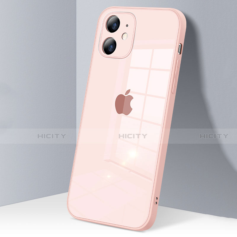Apple iPhone 12用ハイブリットバンパーケース クリア透明 プラスチック 鏡面 カバー H06 アップル 