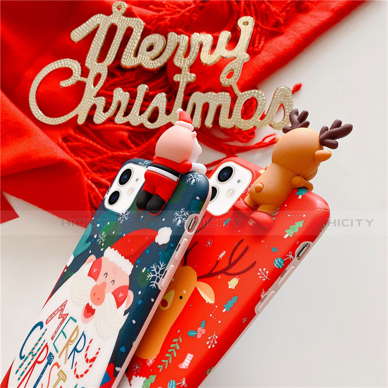 Apple iPhone 12用シリコンケース ソフトタッチラバー クリスマス カバー S01 アップル 