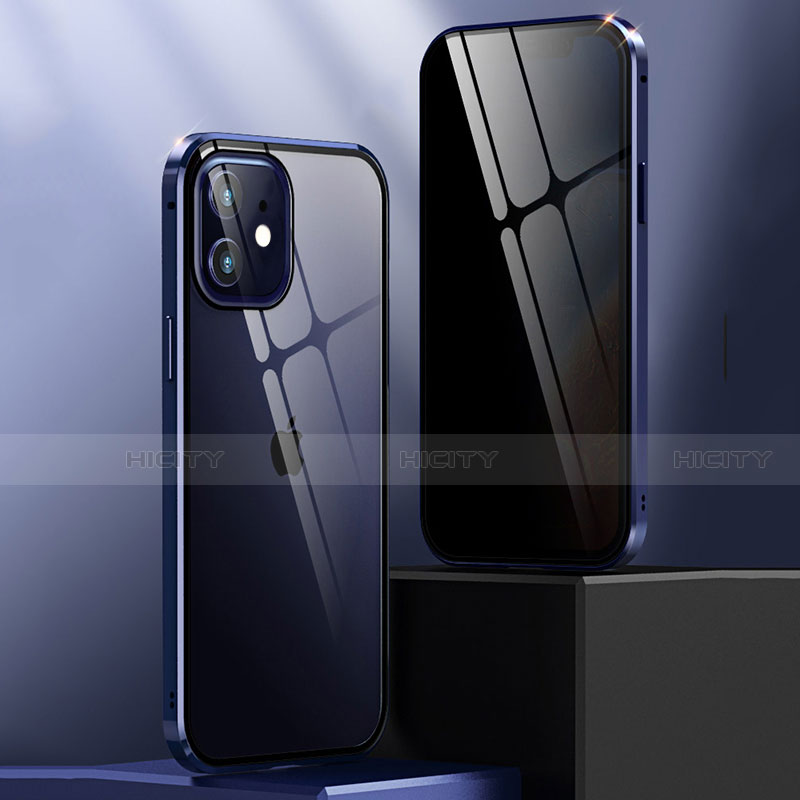 Apple iPhone 12用ケース 高級感 手触り良い アルミメタル 製の金属製 360度 フルカバーバンパー 鏡面 カバー T05 アップル 