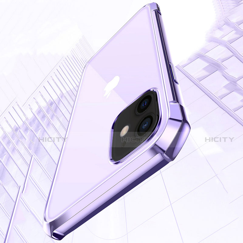 Apple iPhone 12用ハイブリットバンパーケース クリア透明 プラスチック 鏡面 カバー H02 アップル 