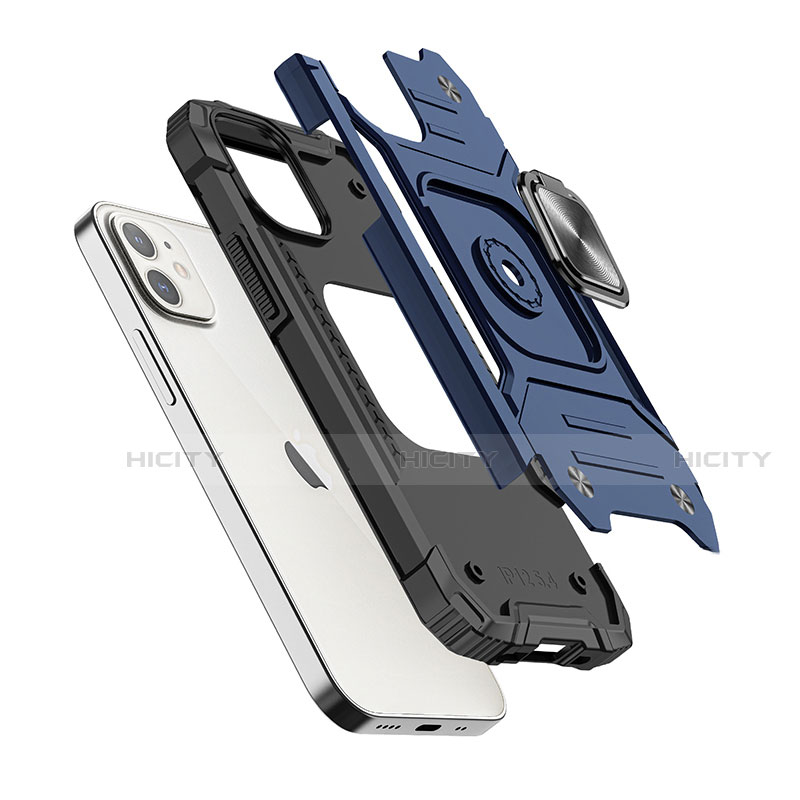 Apple iPhone 12用ハイブリットバンパーケース プラスチック アンド指輪 マグネット式 R02 アップル 