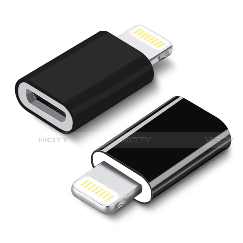 Apple iPhone 12 Max用Android Micro USB to Lightning USB アクティブ変換ケーブルアダプタ H01 アップル ブラック