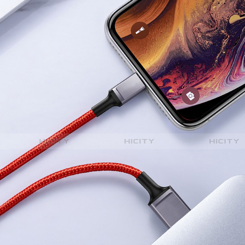 Apple iPhone 12 Max用USBケーブル 充電ケーブル C03 アップル レッド