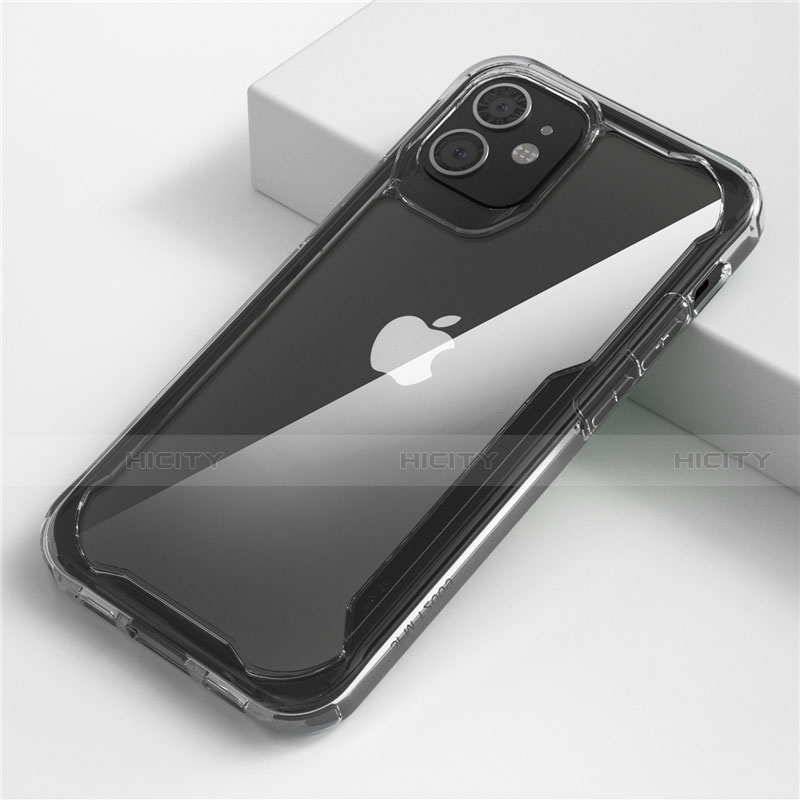 Apple iPhone 12 Max用ハイブリットバンパーケース 透明 プラスチック 鏡面 カバー M01 アップル 