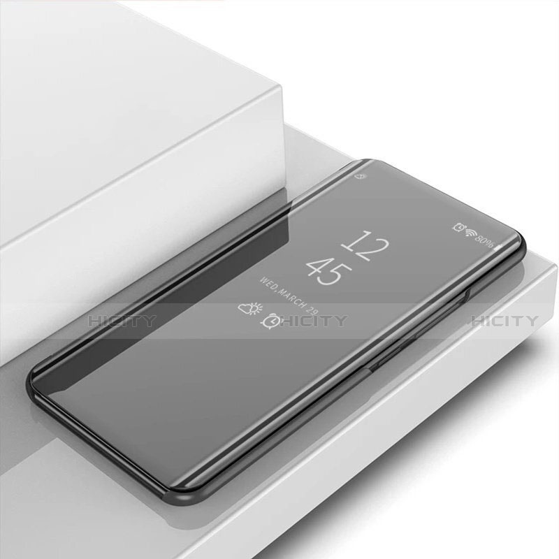Apple iPhone 12 Mini用手帳型 レザーケース スタンド 鏡面 カバー アップル ブラック