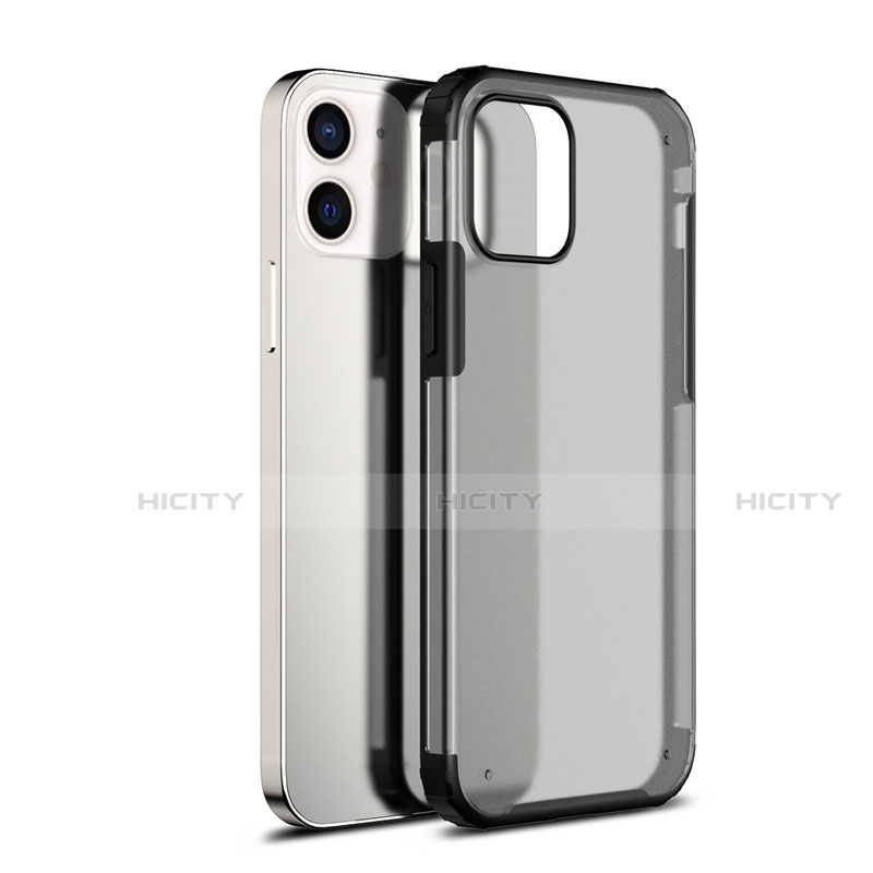 Apple iPhone 12 Mini用ハイブリットバンパーケース クリア透明 プラスチック 鏡面 カバー アップル ブラック