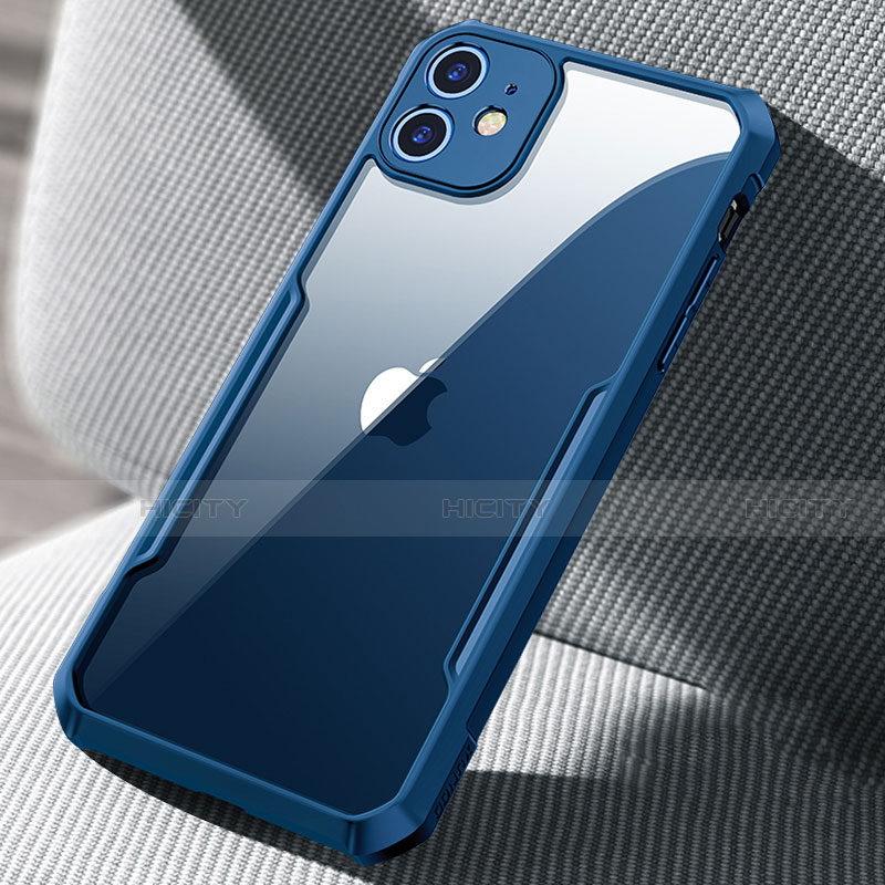 Apple iPhone 12 Mini用ハイブリットバンパーケース クリア透明 プラスチック 鏡面 カバー H03 アップル ネイビー