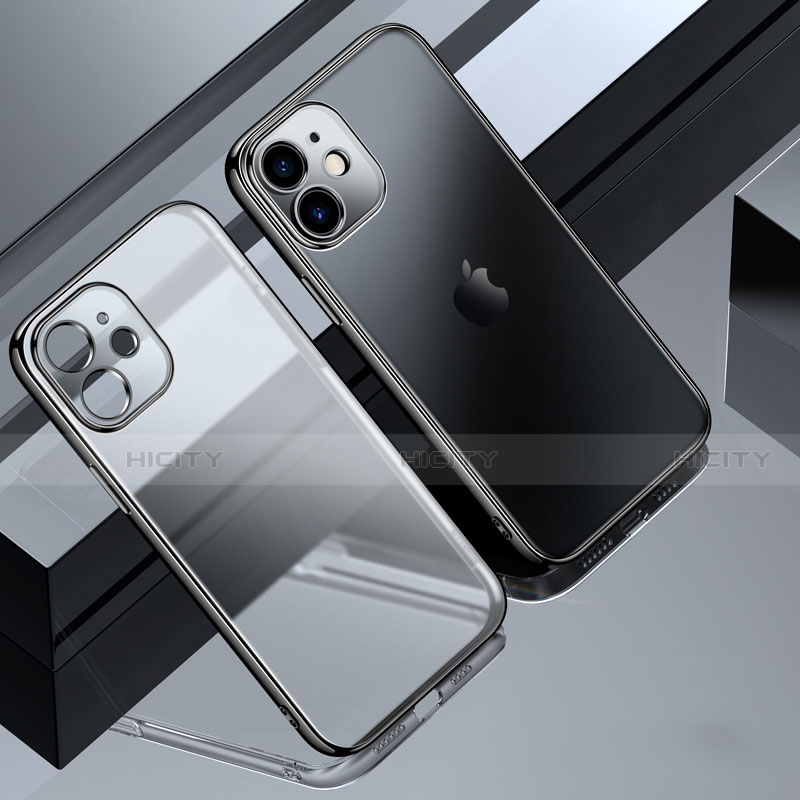 Apple iPhone 12 Mini用極薄ソフトケース シリコンケース 耐衝撃 全面保護 クリア透明 S01 アップル ブラック
