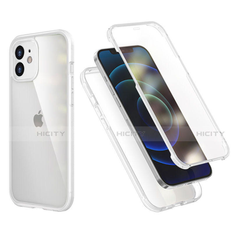 Apple iPhone 12 Mini用ハイブリットバンパーケース プラスチック 兼シリコーン カバー 前面と背面 360度 フル R05 アップル クリア