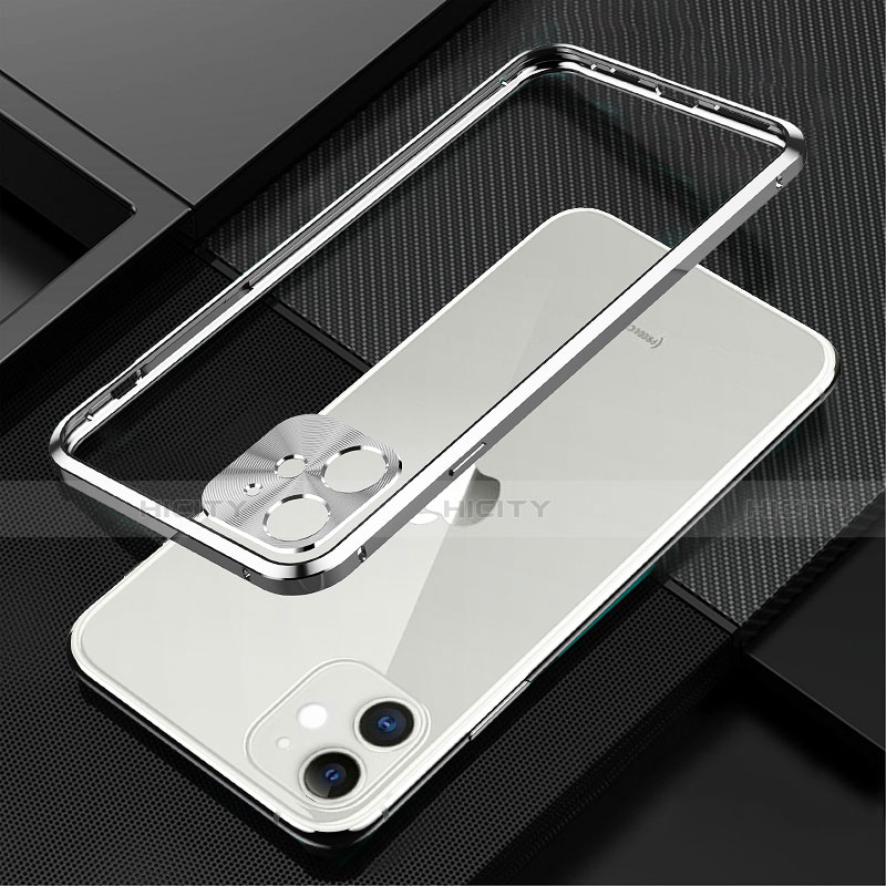 Apple iPhone 12 Mini用ケース 高級感 手触り良い アルミメタル 製の金属製 バンパー カバー N01 アップル シルバー