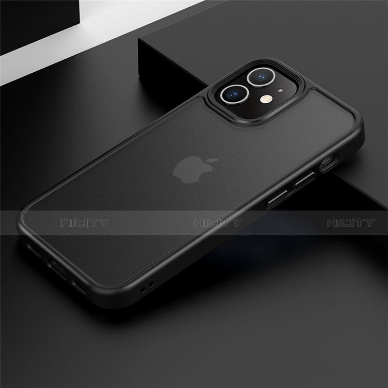 Apple iPhone 12 Mini用ハイブリットバンパーケース プラスチック 兼シリコーン カバー N01 アップル ブラック