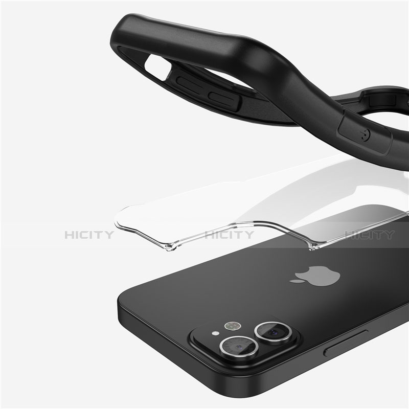 Apple iPhone 12 Mini用ハイブリットバンパーケース 透明 プラスチック 鏡面 カバー M01 アップル 