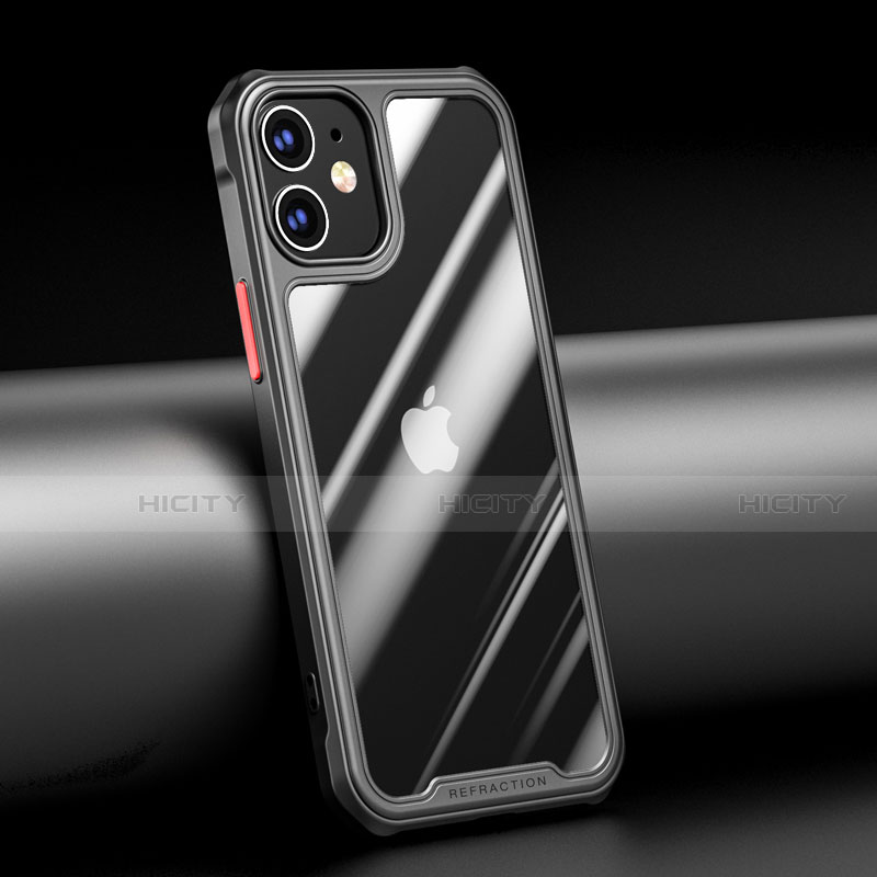 Apple iPhone 12 Mini用ハイブリットバンパーケース クリア透明 プラスチック 鏡面 カバー M04 アップル 