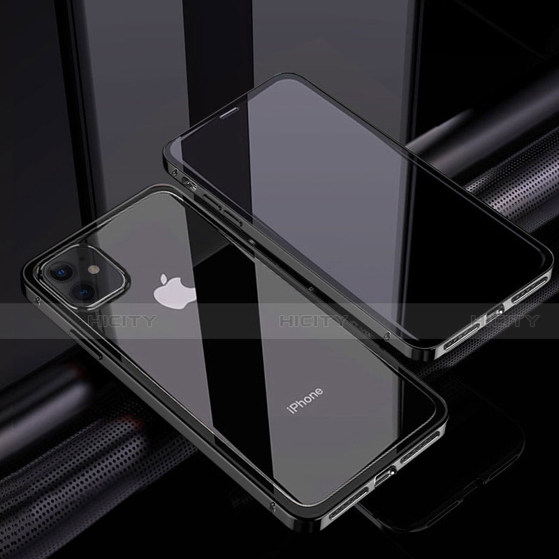 Apple iPhone 12 Mini用ケース 高級感 手触り良い アルミメタル 製の金属製 360度 フルカバーバンパー 鏡面 カバー T06 アップル 