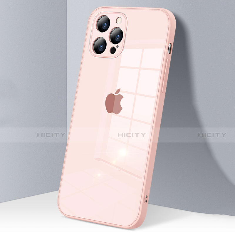 Apple iPhone 12 Pro用ハイブリットバンパーケース クリア透明 プラスチック 鏡面 カバー H06 アップル ピンク