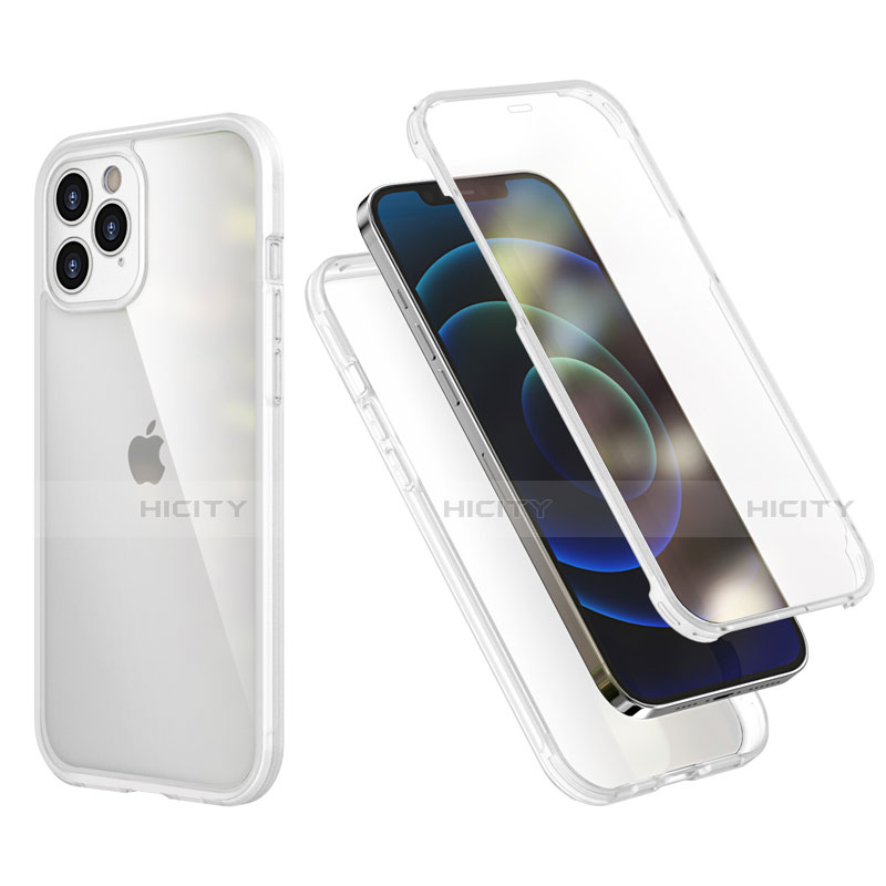 Apple iPhone 12 Pro用ハイブリットバンパーケース プラスチック 兼シリコーン カバー 前面と背面 360度 フル R05 アップル クリア