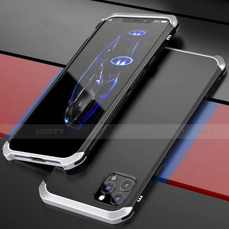 Apple iPhone 12 Pro用ケース 高級感 手触り良い アルミメタル 製の金属製 カバー T02 アップル シルバー・ブラック