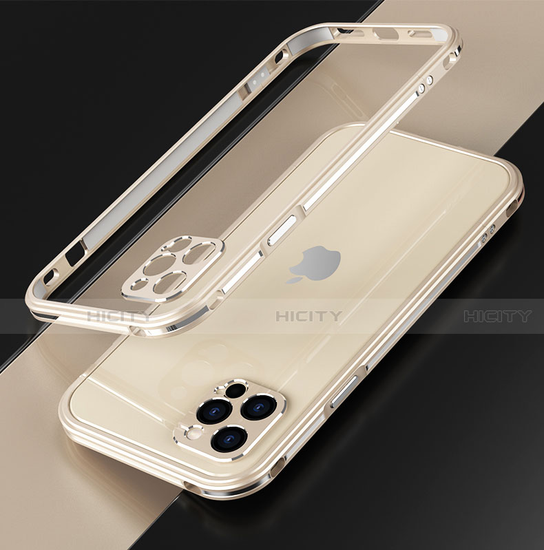 Apple iPhone 12 Pro用ケース 高級感 手触り良い アルミメタル 製の金属製 バンパー カバー N01 アップル ゴールド