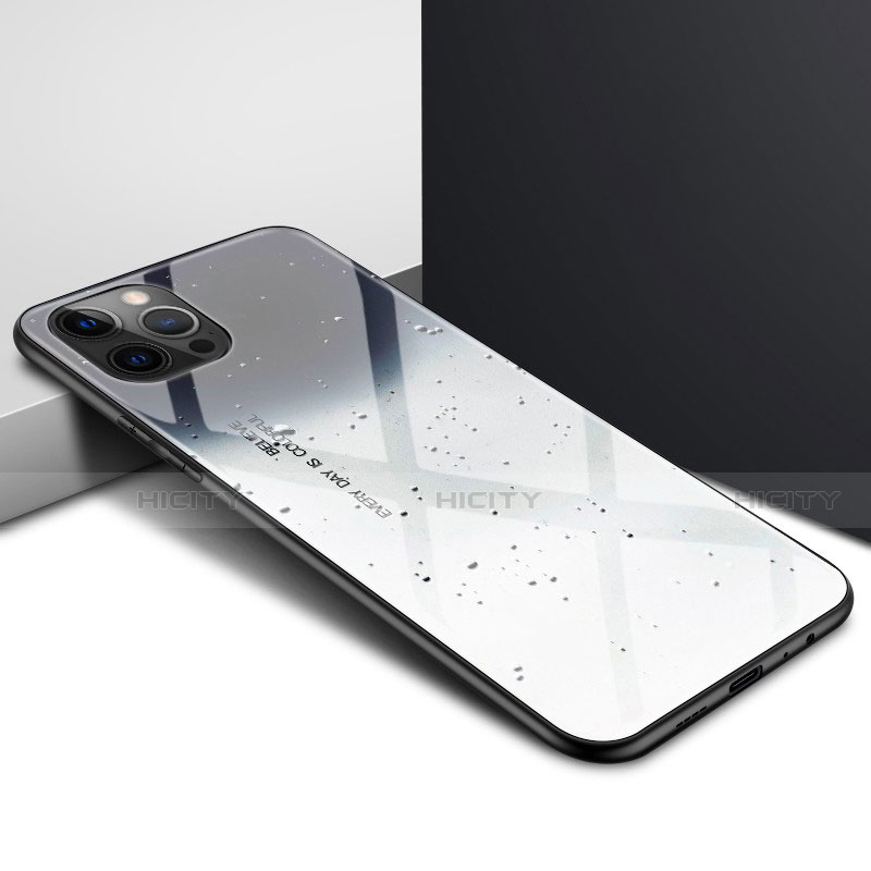 Apple iPhone 12 Pro用ハイブリットバンパーケース クリア透明 プラスチック 鏡面 カバー N01 アップル グレー
