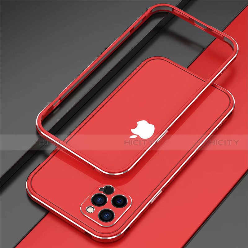Apple iPhone 12 Pro用ケース 高級感 手触り良い アルミメタル 製の金属製 バンパー カバー N02 アップル レッド