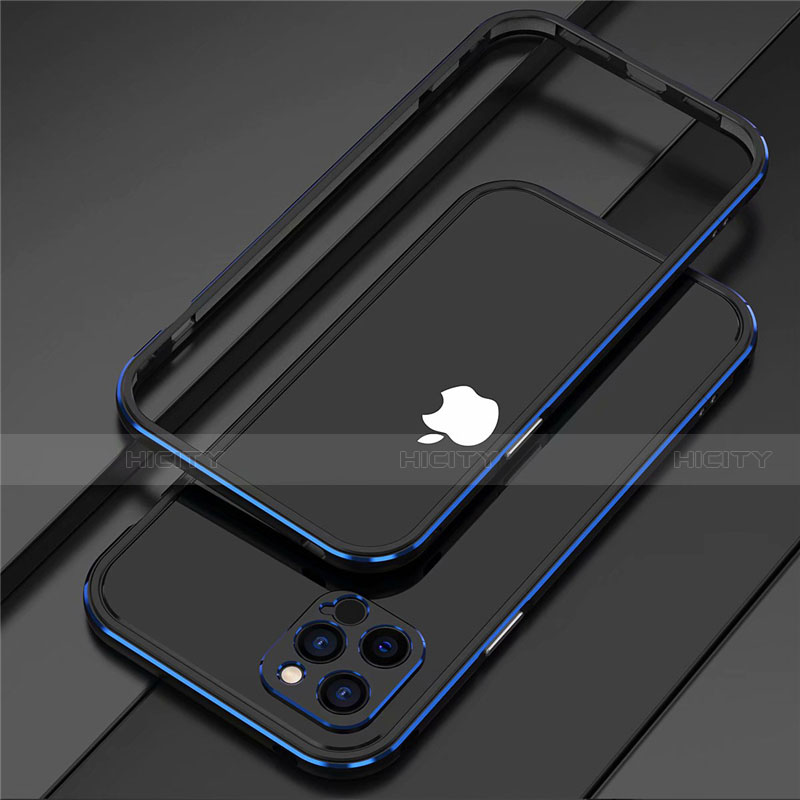 Apple iPhone 12 Pro用ケース 高級感 手触り良い アルミメタル 製の金属製 バンパー カバー N02 アップル ネイビー・ブラック