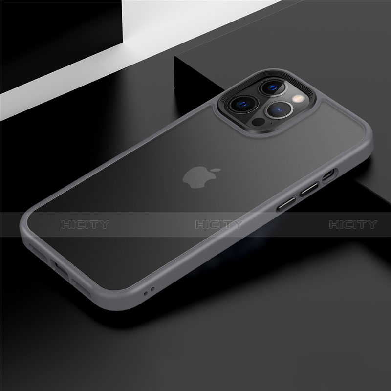 Apple iPhone 12 Pro用ハイブリットバンパーケース プラスチック 兼シリコーン カバー N01 アップル グレー