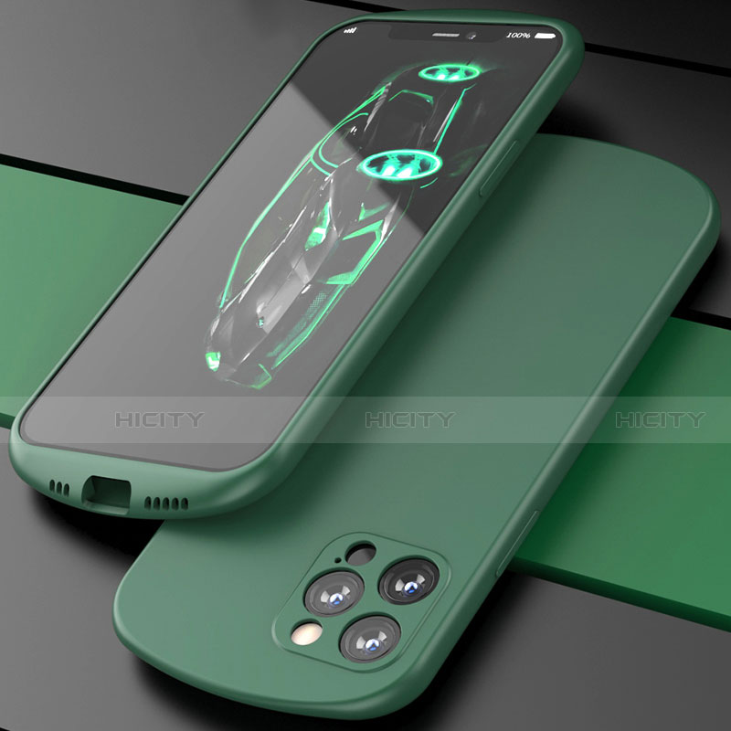 Apple iPhone 12 Pro用360度 フルカバー極薄ソフトケース シリコンケース 耐衝撃 全面保護 バンパー N01 アップル グリーン