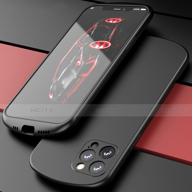 Apple iPhone 12 Pro用360度 フルカバー極薄ソフトケース シリコンケース 耐衝撃 全面保護 バンパー N01 アップル ブラック