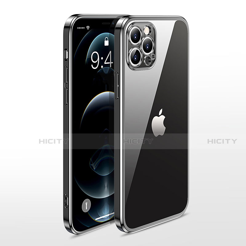 Apple iPhone 12 Pro用極薄ソフトケース シリコンケース 耐衝撃 全面保護 クリア透明 N01 アップル ブラック